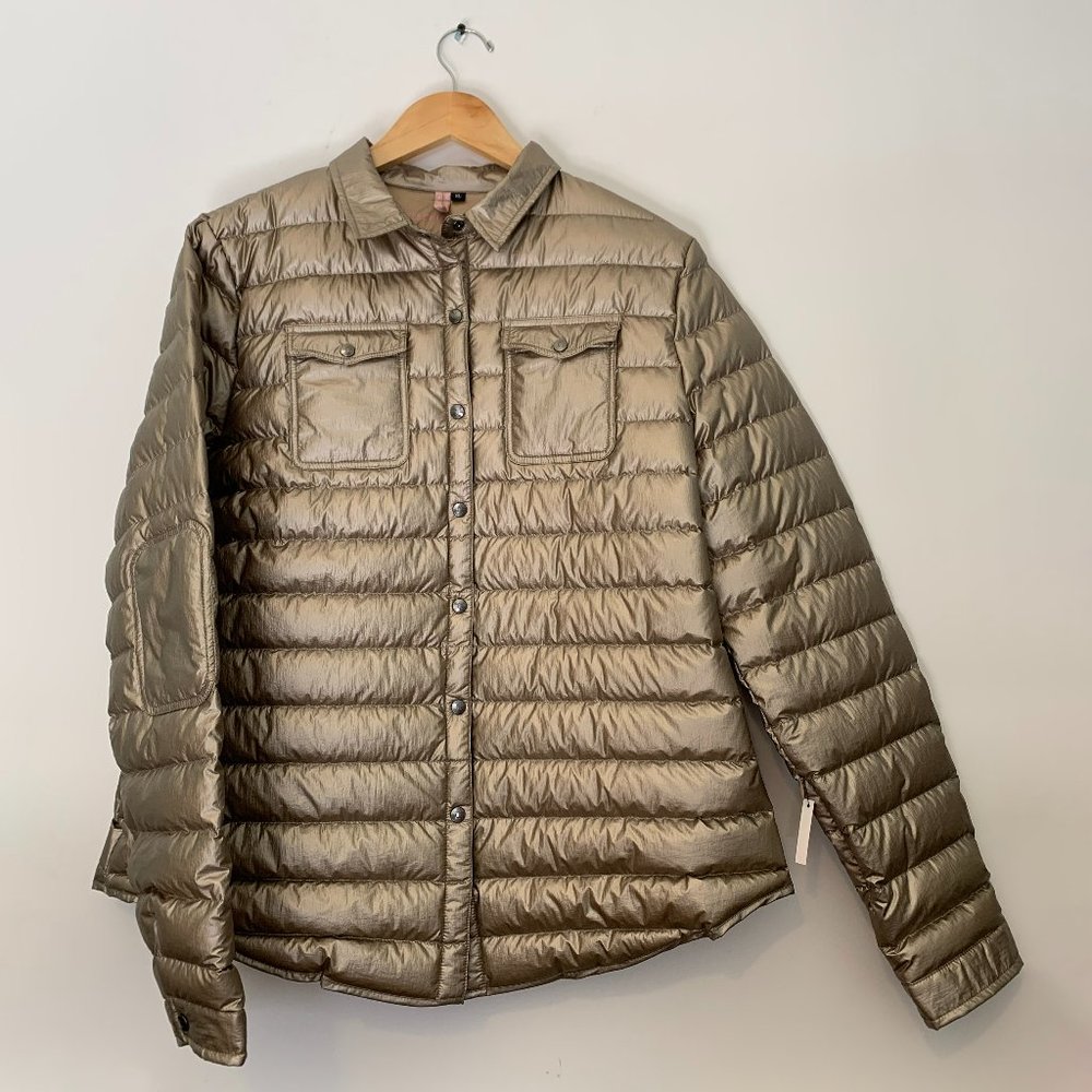 NEW Harrow Royale Down Puffer Shirt in Metallic Gold